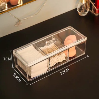 Hộp đựng bông tăm và bông tẩy trang 3 ngăn