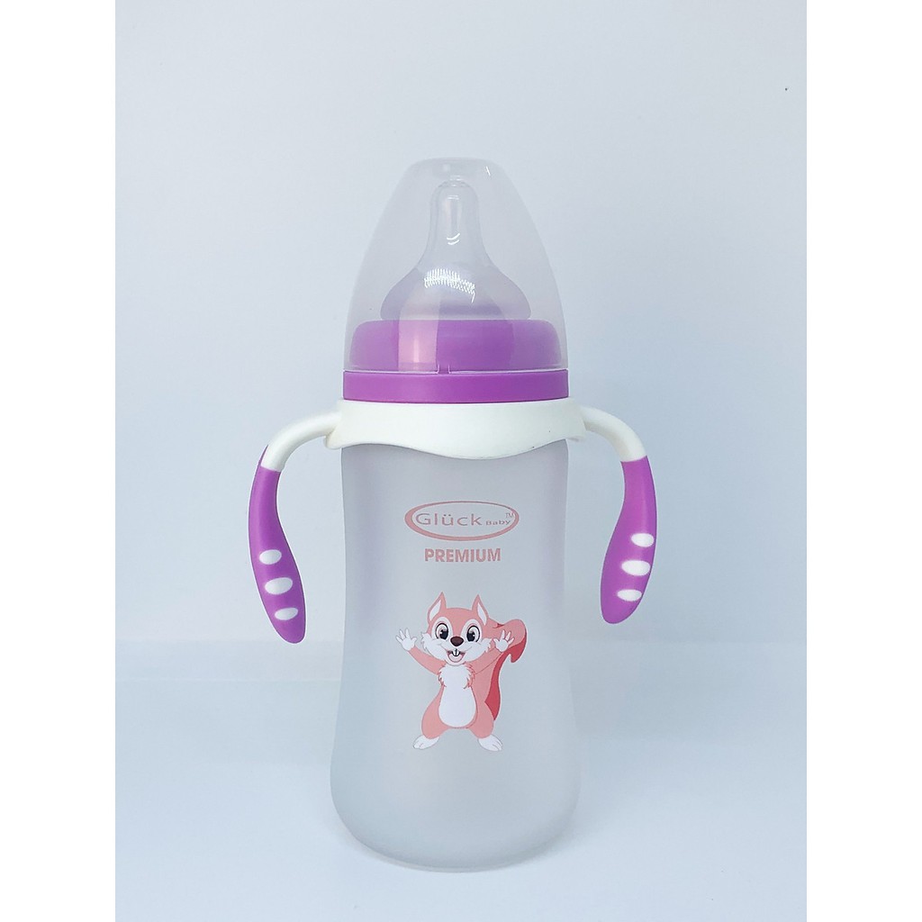 Bình sữa thủy tinh bọc silicon Gluck Baby 240ml