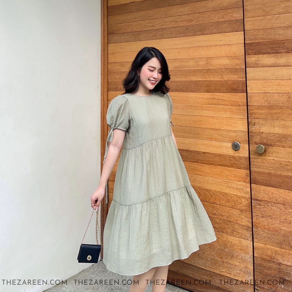 ĐẦM BABYDOLL THẮT NƠ ZAREEN DAX38 XANH RÊU | BigBuy360 - bigbuy360.vn