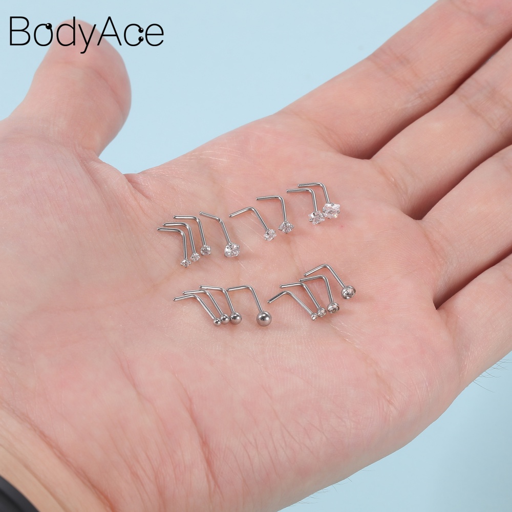 Set 6-16 Khuyên Mũi Thép 316L 1.5-4MM 20G Màu Sắc