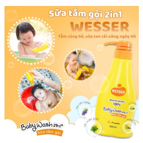 Sữa tắm gội Wesser chai 500ml dành cho em bé