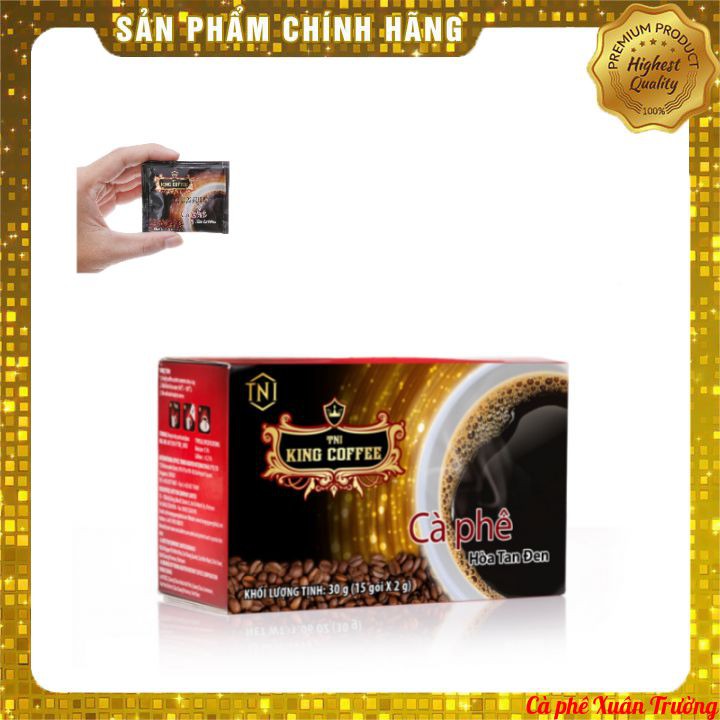 Cà phê hòa tan đen không đường KING COFFEE - Hộp 15 gói x 2 g (30 g)