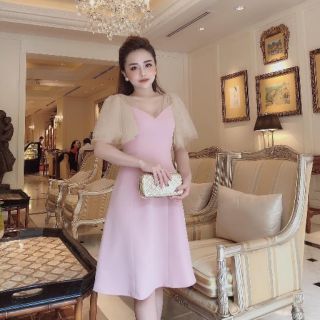 Đầm xòe tay lưới đính ngọc