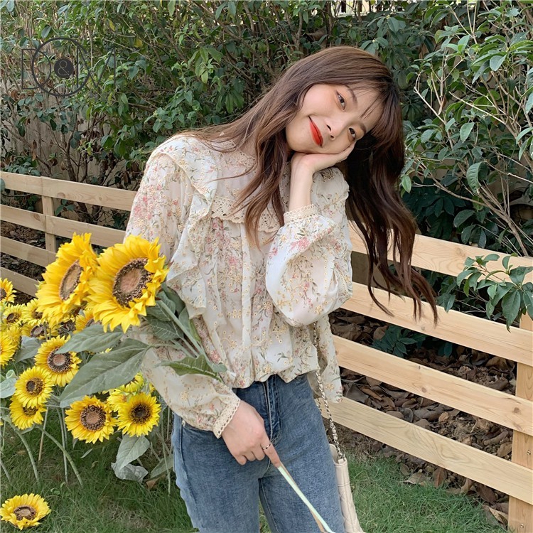 Áo Sơ Mi Dài Tay In Họa Tiết Hoa Xinh Xắn Dành Cho Nữ | BigBuy360 - bigbuy360.vn