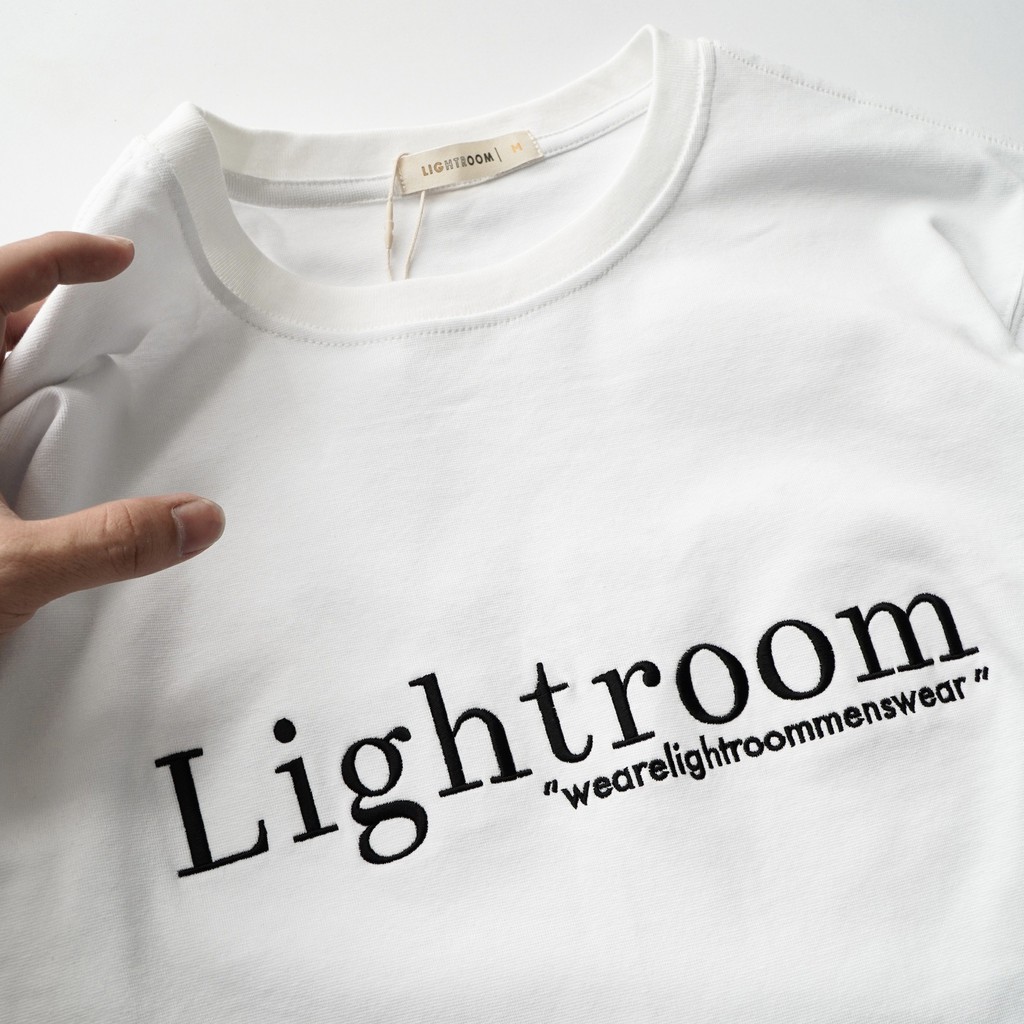 Áo thun cổ tròn nam Lightroom Tee White, chất liệu cotton thoải mái, vừa form