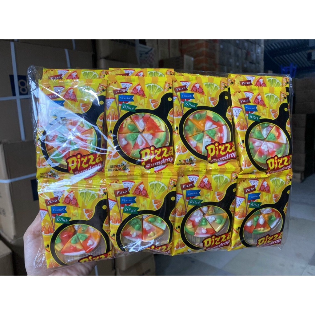 Set 40 Gói Kẹo Dẻo Pizza HongKong Loại Ngon Hấp Dẫn Mix Đa Dạng Vị Trái Cây, 6 miếng khối lượng 15g
