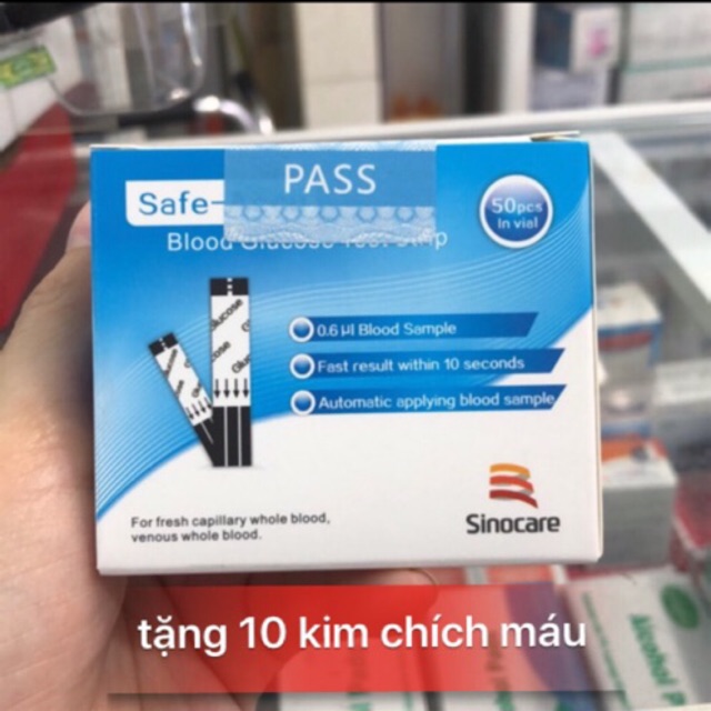 Que thử đường huyết Safe-Accu 50 (tặng 10 kim chích máu lancet)