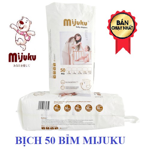 Tổng kho bỉm Mijuku cao cấp 1 bịch 50 miếng 50S/50M/50L/50XL/50XXL/50XXXL