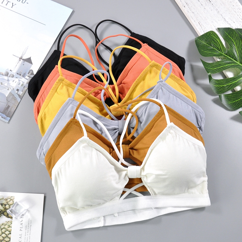 Women's fashion cut-out solid color suspender bra