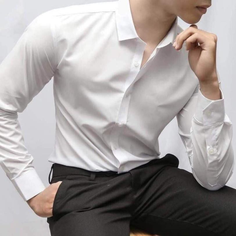 Áo sơ mi nam trơn dài tay, gấp hộp (7 màu) áo sơ mi công sở chất liệu lụa mịn cao cấp (Cam Kêt Chất Lượng) Minhstore66 | BigBuy360 - bigbuy360.vn