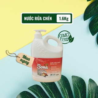 Dầu rửa Bát, Nước rửa Chén Bát - Khử mùi, Diệt khuẩn, Tẩy dầu mỡ- Hương Quế & Hương Dừa SoNa 1.6Kg