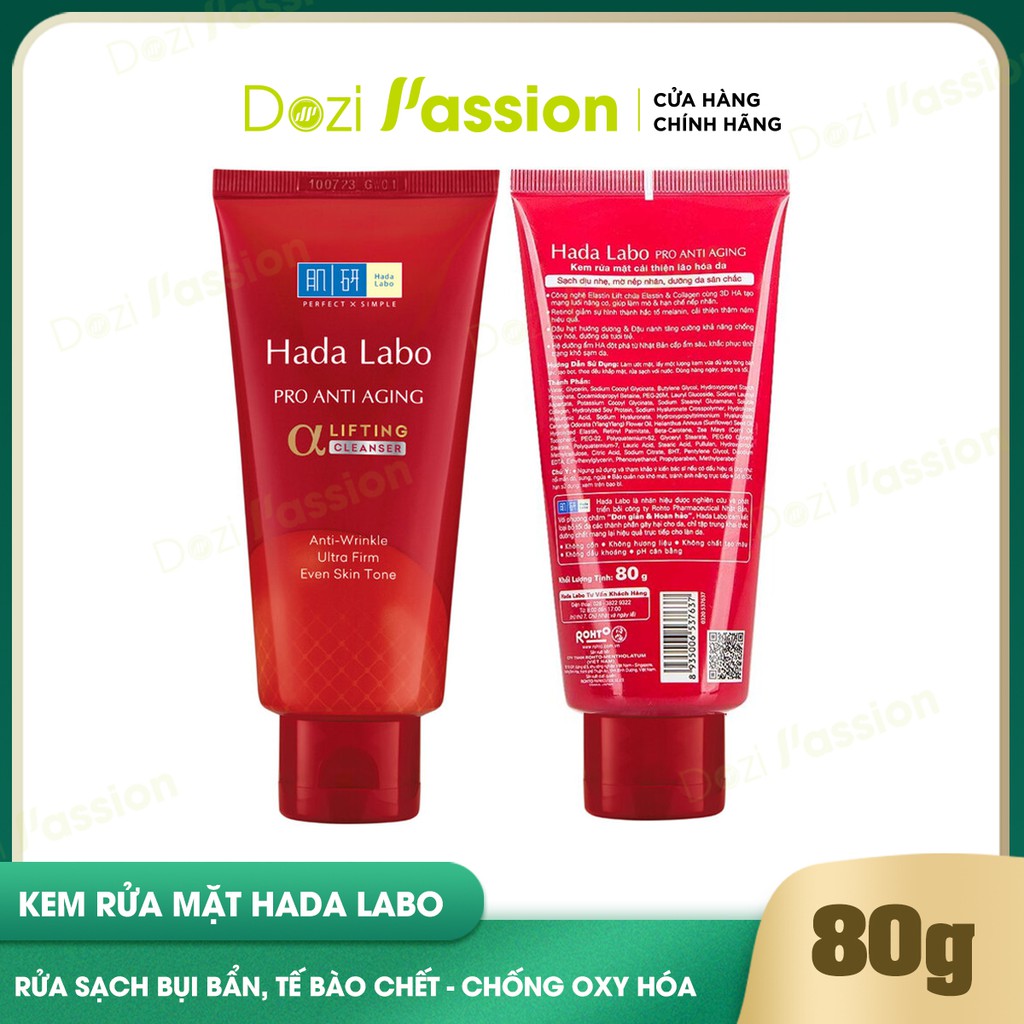 Sữa Rửa Mặt Hada Labo Màu Đỏ Chuyên Biệt Chống Lão Hóa, Dưỡng Da - Hada Labo Pro Anti Aging α Lifting Cleanser 80g