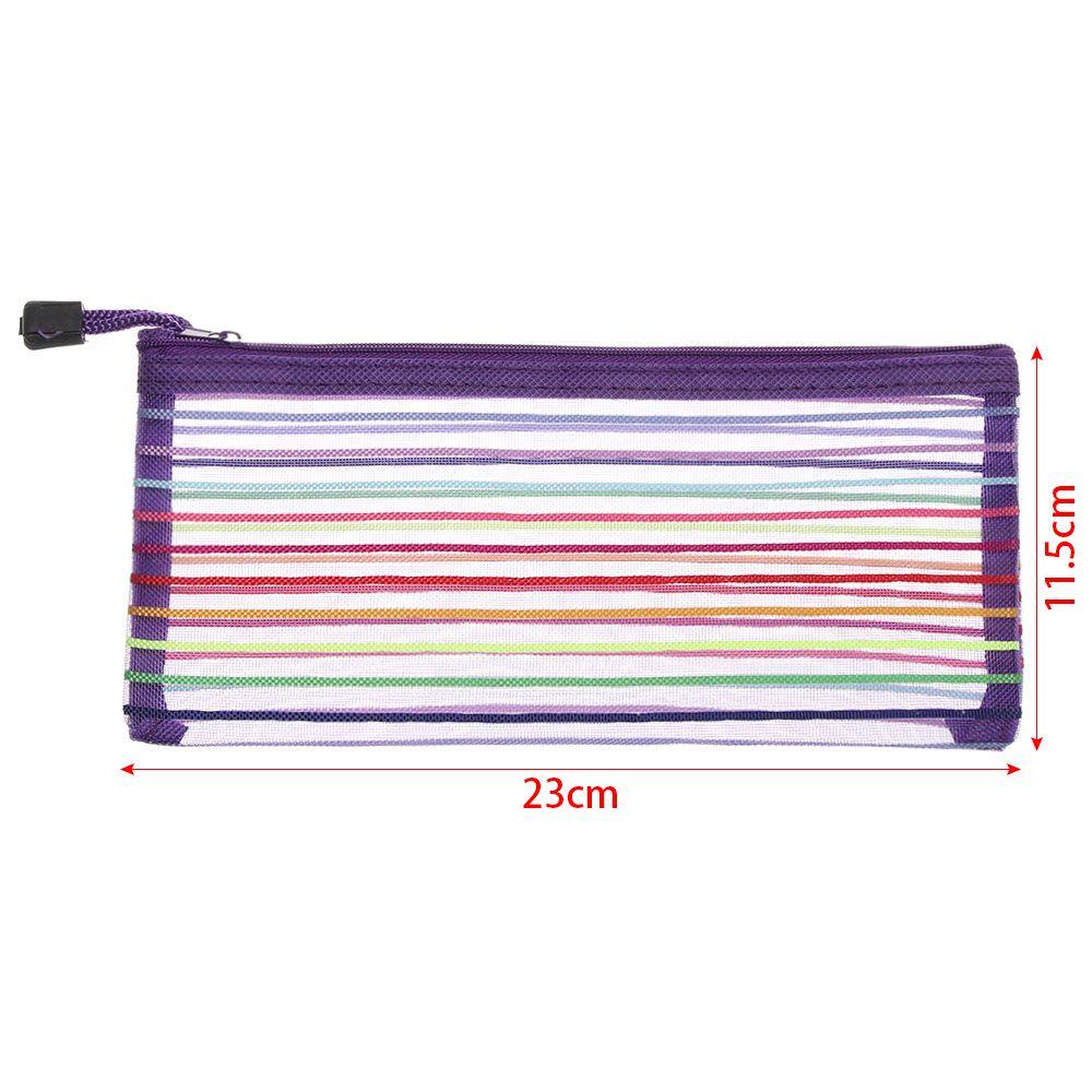 1 Hộp Đựng Bút / Mỹ Phẩm Bằng Nylon Màu Trơn Có Khóa Kéo Tiện Dụng