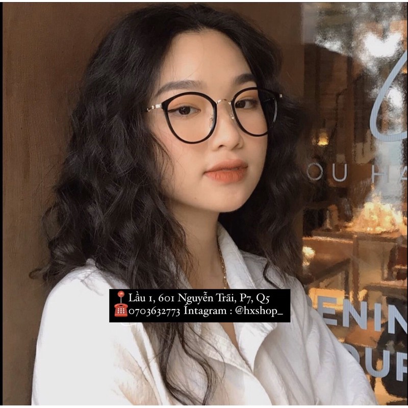 Gọng kính nhựa bầu tròn phối kim loại siêu hot titok