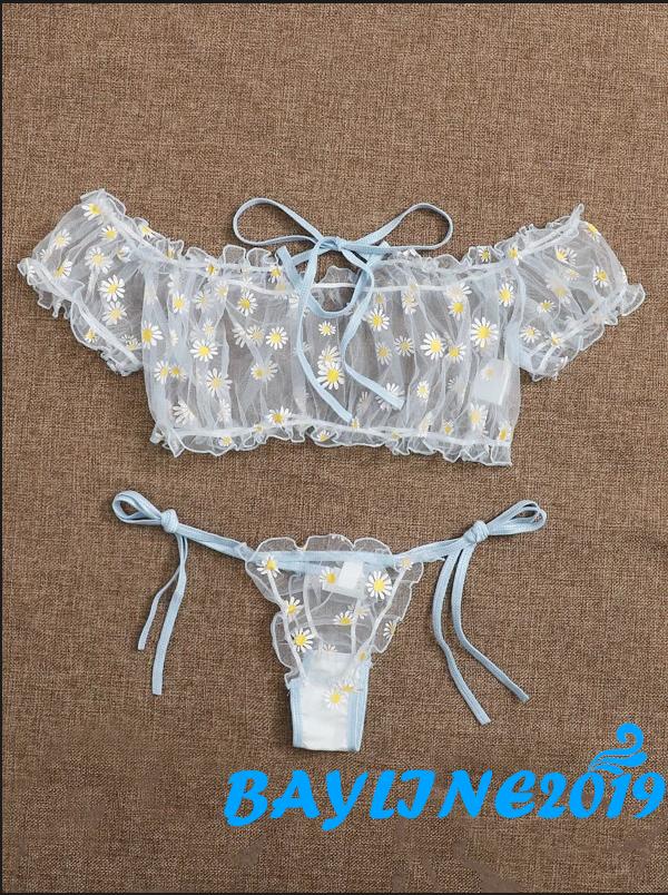 Set Đồ Lót 2 Mảnh Gồm Áo Lót Họa Tiết Hoa Xinh Và Quần Lót Gợi Cảm Cho Nữ