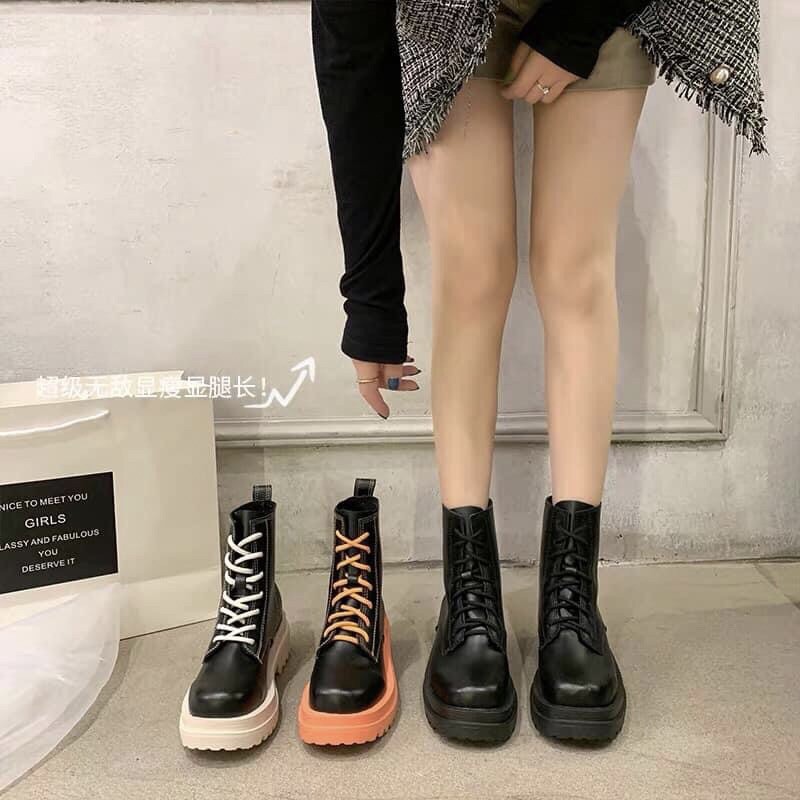 (ORDER) GIÀY BOOT NỮ đế răng cưa màu cam màu trắng sữa độn đế 5p bốt boots nữ ulzzang