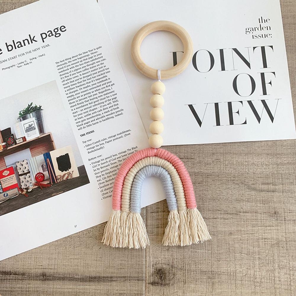 Chuỗi Hạt Gỗ Tua Rua Handmade Phong Cách Boho Treo Tường Trang Trí Phòng Trẻ Em