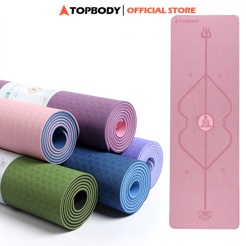 Thảm Tập Yoga, Gym 2 Lớp 6mm Cao Cấp Tặng Kèm Túi Đựng TOPBODY, Du Lịch Tiện Lợi