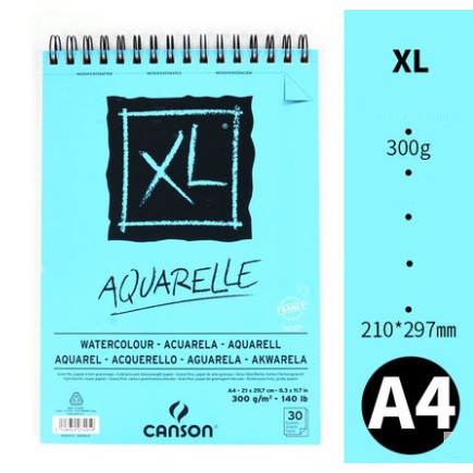 Giấy vẽ màu nước Canson XL Aquarelle A4 30 tờ 300g made in France