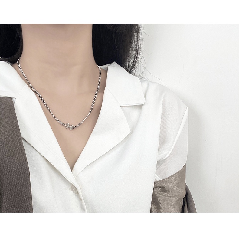 Dây chuyền mặt hình chữ H thời trang retro đơn giản