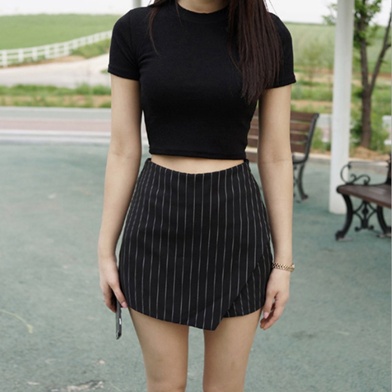 Áo Thun Crop Top Tay Ngắn Cổ Tròn Màu Trơn Thời Trang Mùa Xuân Cho Nữ