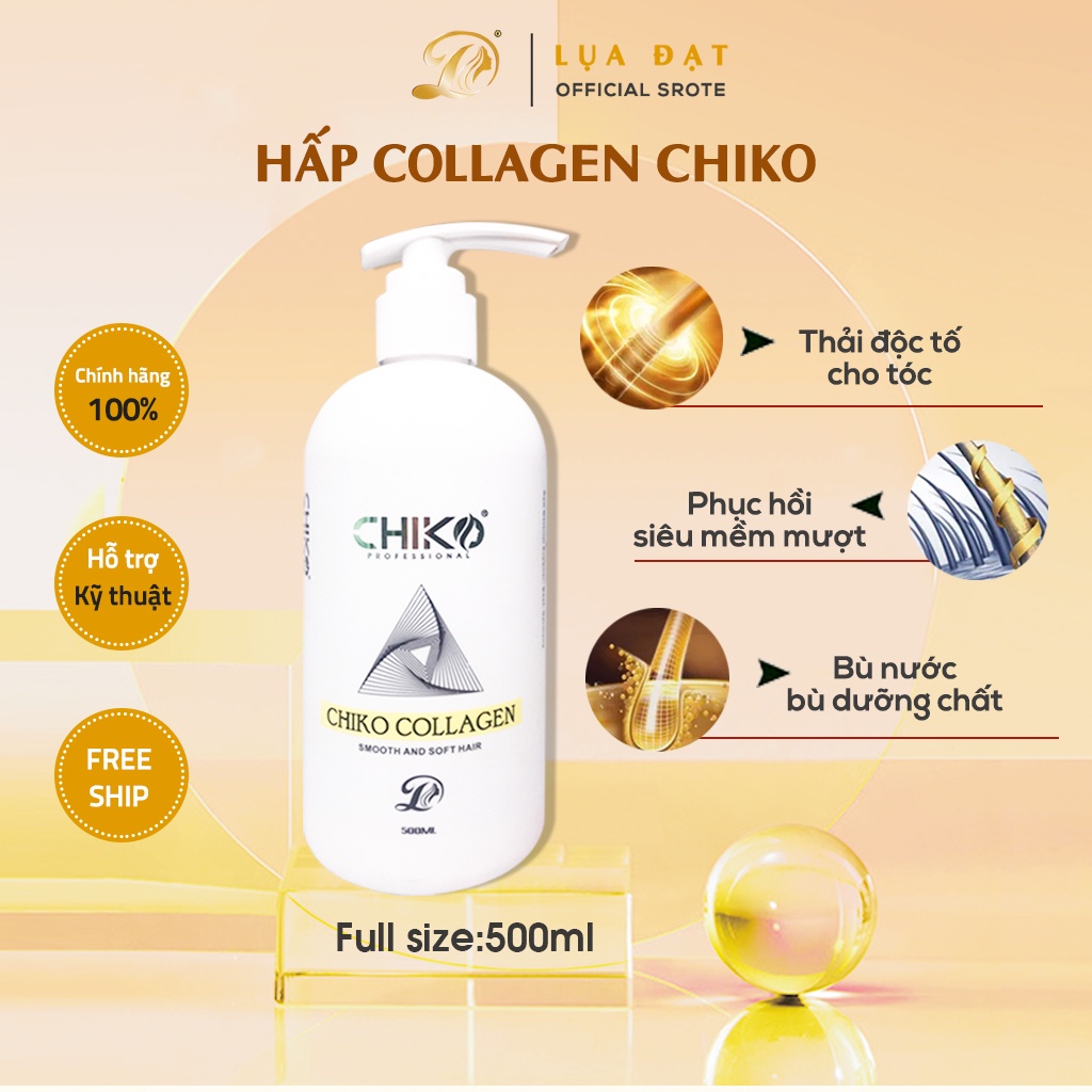 Dầu hấp xả 2 trong 1 Kem Ủ Tóc Collagen CHIKO-phục hồi tóc hư tổn,ngăn ngừa rụng tóc 500ML