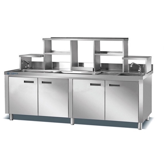 Quầy pha chế Yubann 1.8M 2 chậu rửa dễ dàng tháo nắp vận chuyển - Hàng chính hãng