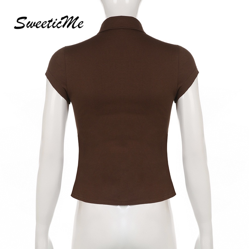 Áo Sơ Mi Tay Ngắn Cổ POLO Hàng Mới SweeticMe Dành Cho Nữ