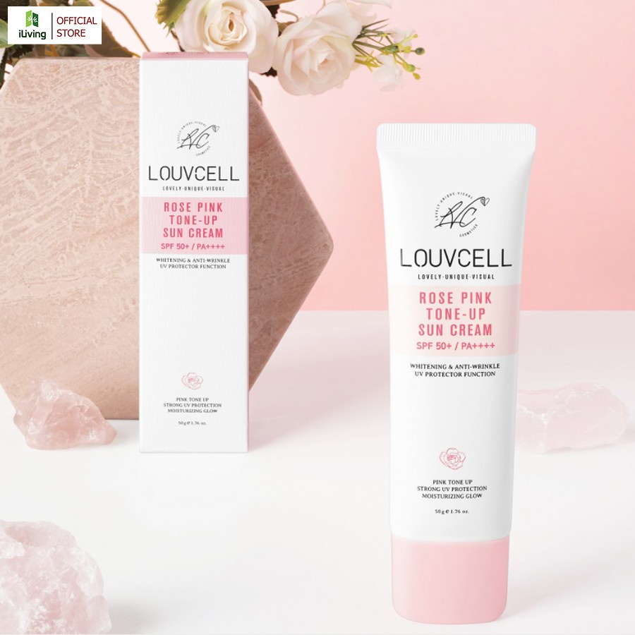 Kem Chống Nắng Nâng Tone Dưỡng Trắng Da Louvecell Rose Pink Tone up Sun Cream SPF50+/PA++++