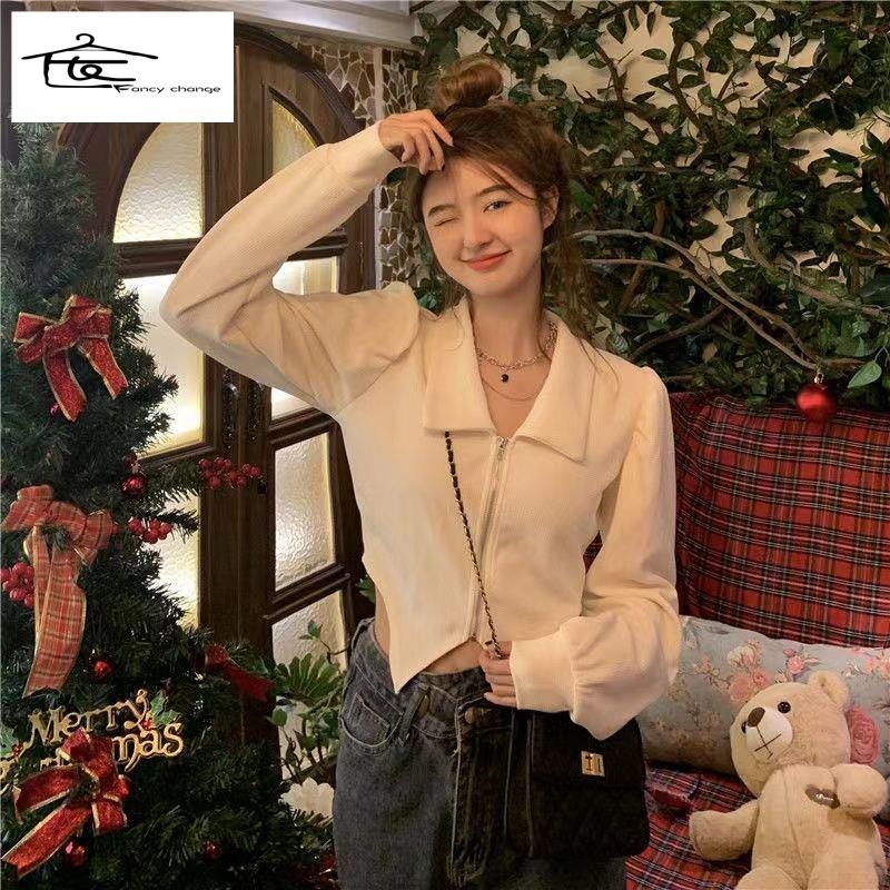 Áo Sơ Mi Ngắn Thoải Mái Phong Cách Retro Pháp Cho Nữ