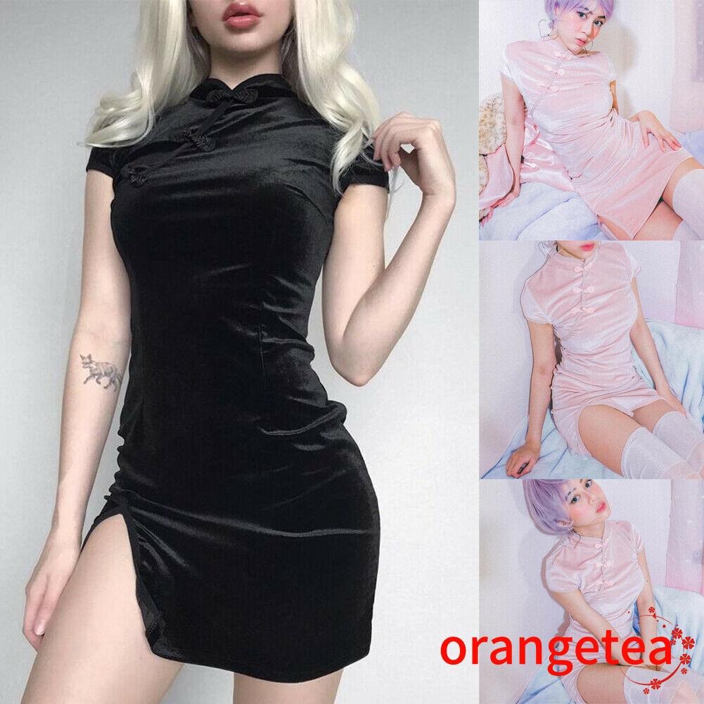 ☞❀❤♕GOAVestido chino para mujer Cheongsam QiPao Evening Black Mini vestido terciopelo | BigBuy360 - bigbuy360.vn