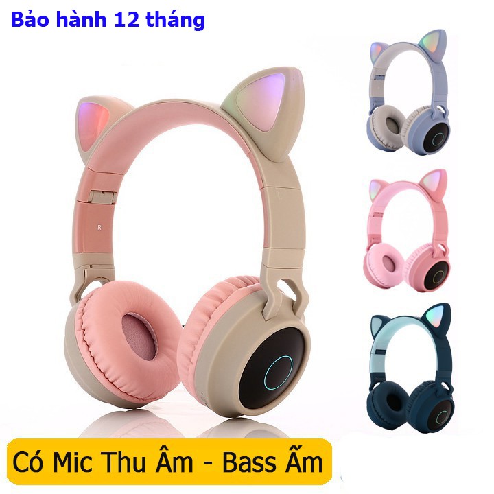 [Headphone] Tai Nghe Mèo Cute Chụp Tai Bluetooth BT28, Nghe Nhạc Chơi Game, Có Mic, Âm Bass Mạnh Căng, Pin Trâu 400mAh