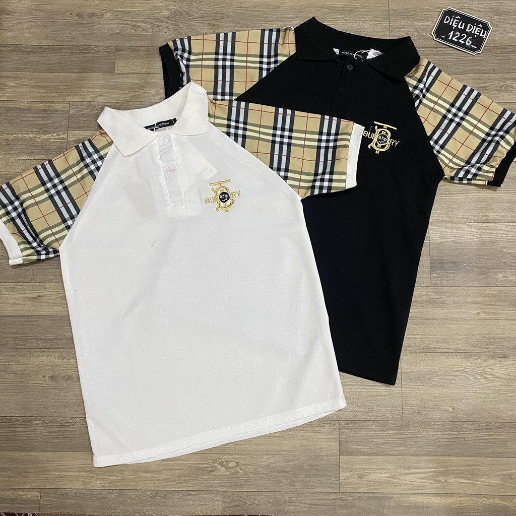 ÁO THUN NAM CỔ BẺ TAY NGẮN THÊU HỌA TIẾT MIX VAI BBR kèm ảnh thật