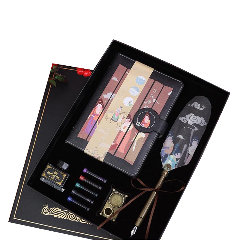 Seng Bộ Bút Thư Pháp Phong Cách TANG Dynasty Cổ Điển Độc Đáo Kèm Hộp Đựng