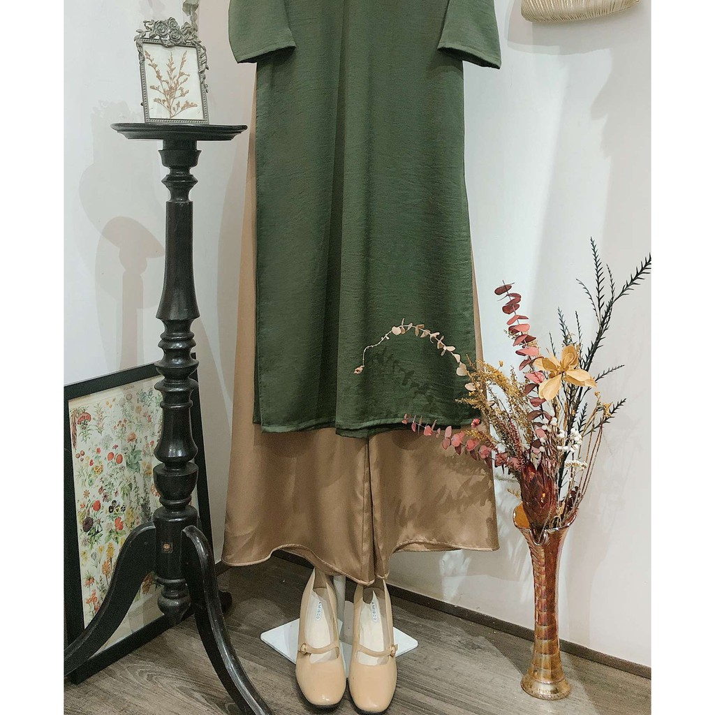 Set Áo dài Rosemary tây thi xanh rêu đậm