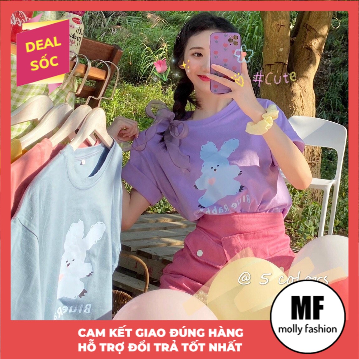 [ Mã FAGET5K giảm 5K đơn bất kỳ] Áo thun tay lỡ Unisex BLUE RABBIT form rộng Freesize dành cho nam nữ Molly Fashion