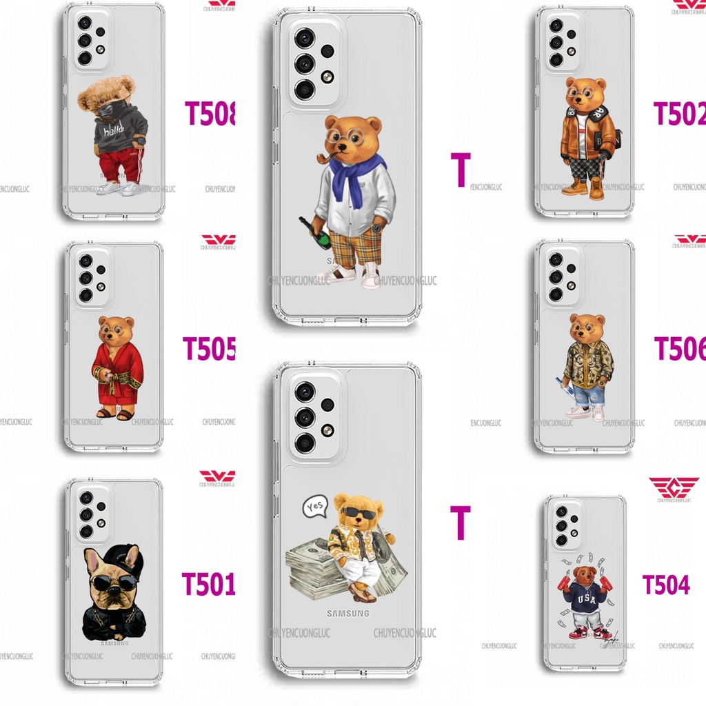 Ốp lưng samsung A12, A22, A33, A32, A52, A72 trong suốt gấu cá tính T50