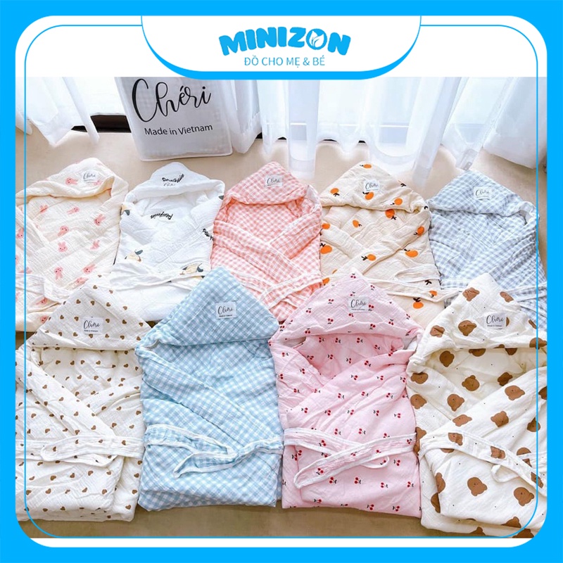 Chăn Ủ Xô Oganic Trần Bông Chéri Cao Cấp Cho Bé | Minizon Kids