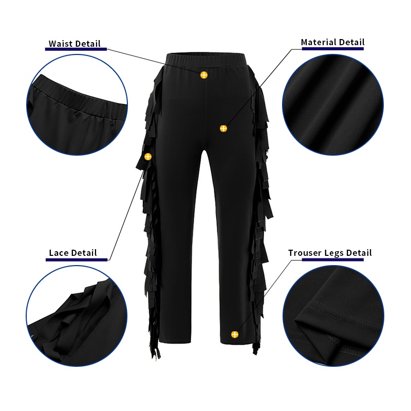 Quần dài lưng thun Zanzea màu trơn phối tua rua thời trang cho nữ