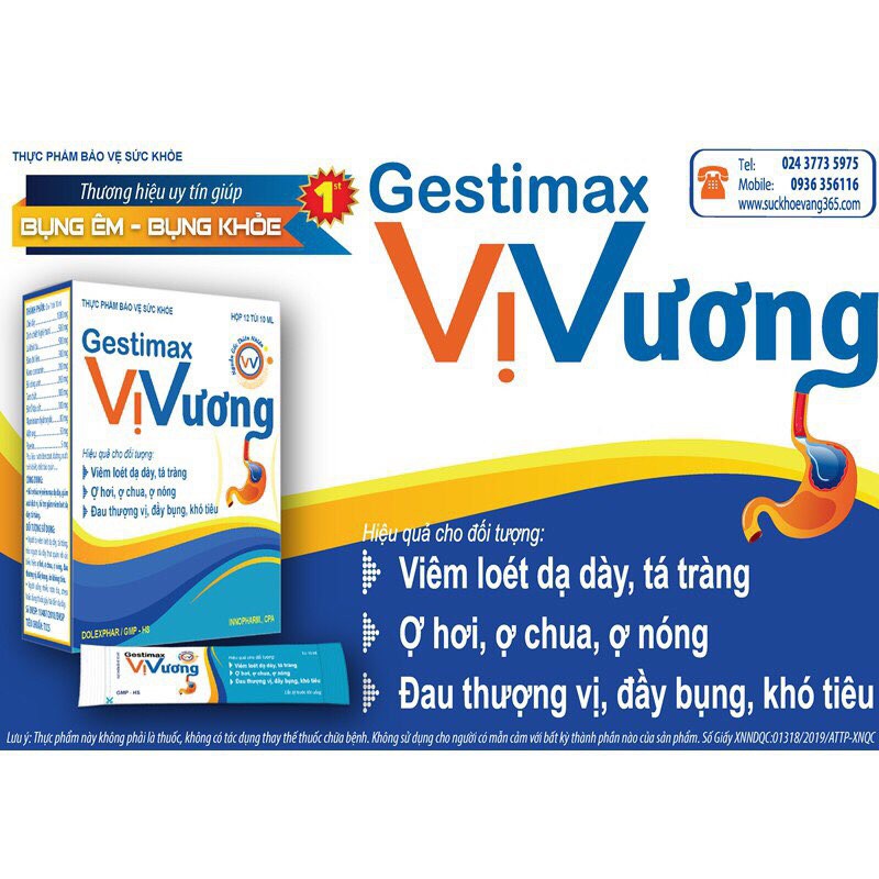 GESTIMAX VỊ VƯƠNG- Hỗ trợ giảm viêm loét dạ dày tá tràng