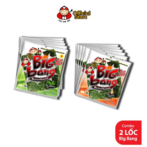 Combo 2 lốc Rong Biển Taokaenoi Big Bang 6g (24 gói) (vị Truyền Thống, Mực)