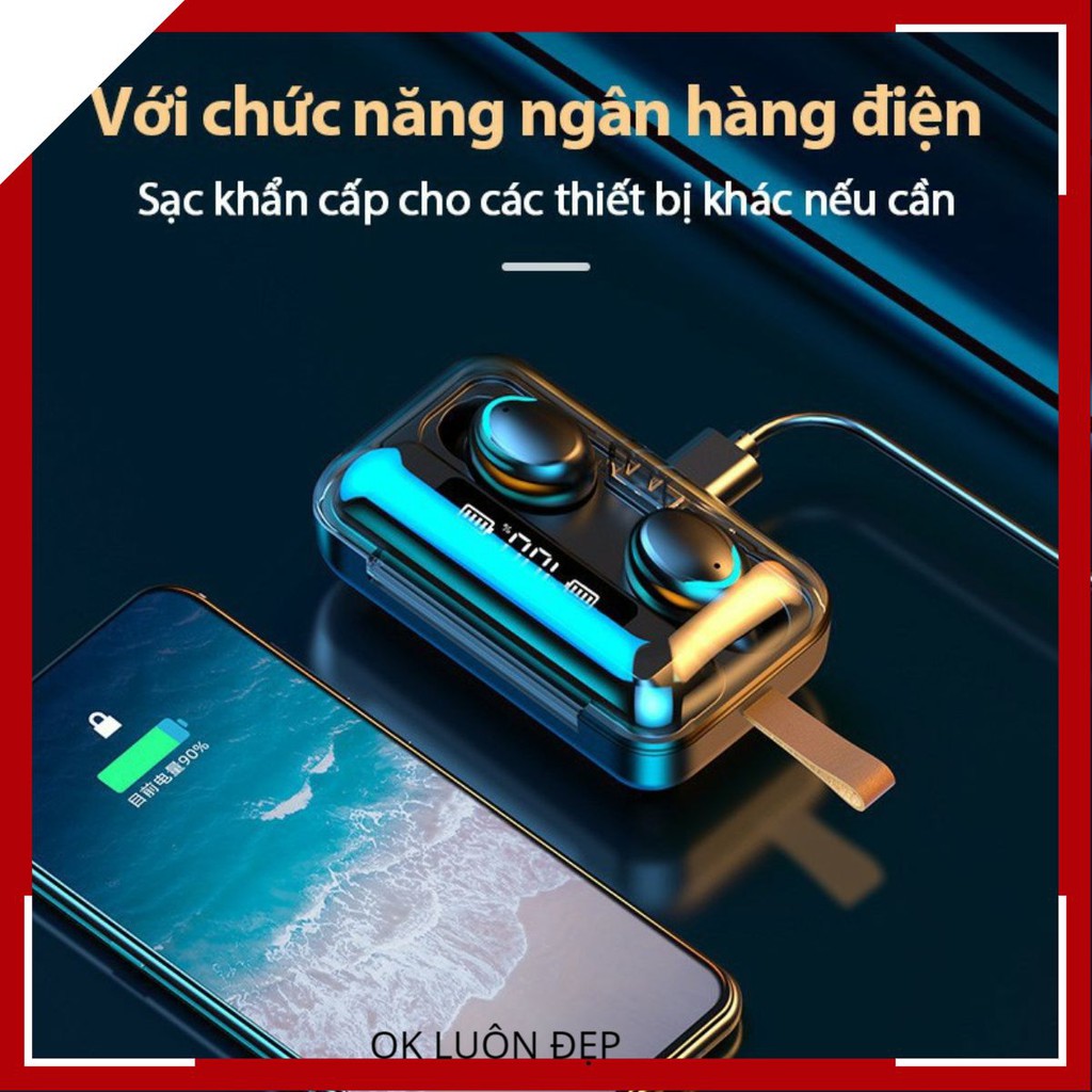Tai Nghe Bluetooth Không Dây Nhét Tai 5.0 Amoi F9 Pro Nút Cảm Ứng Kiêm Sạc Pin Dự Phòng ThanhThuShop03