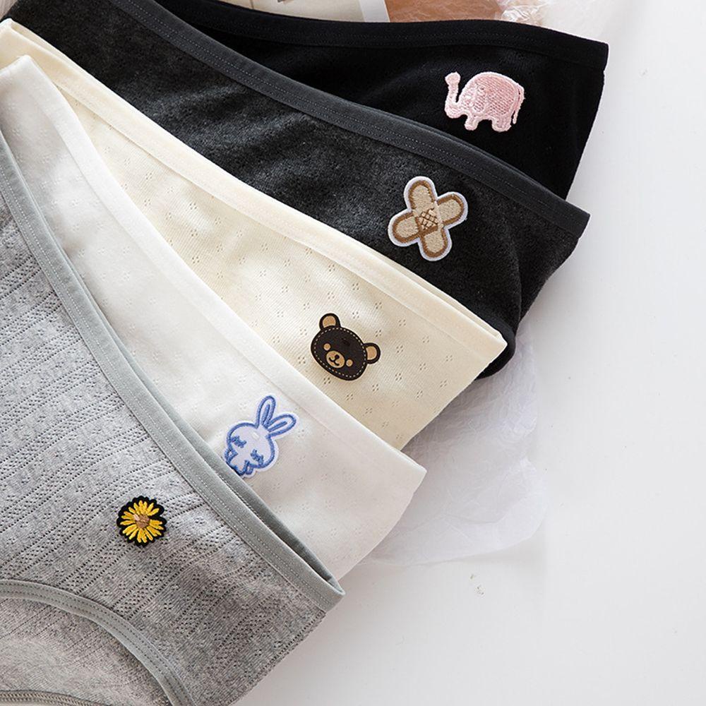 OCEANMAP Quần Lót Cotton Mềm Mại Co Giãn In Họa Tiết Gấu Dễ Thương Cho Nữ