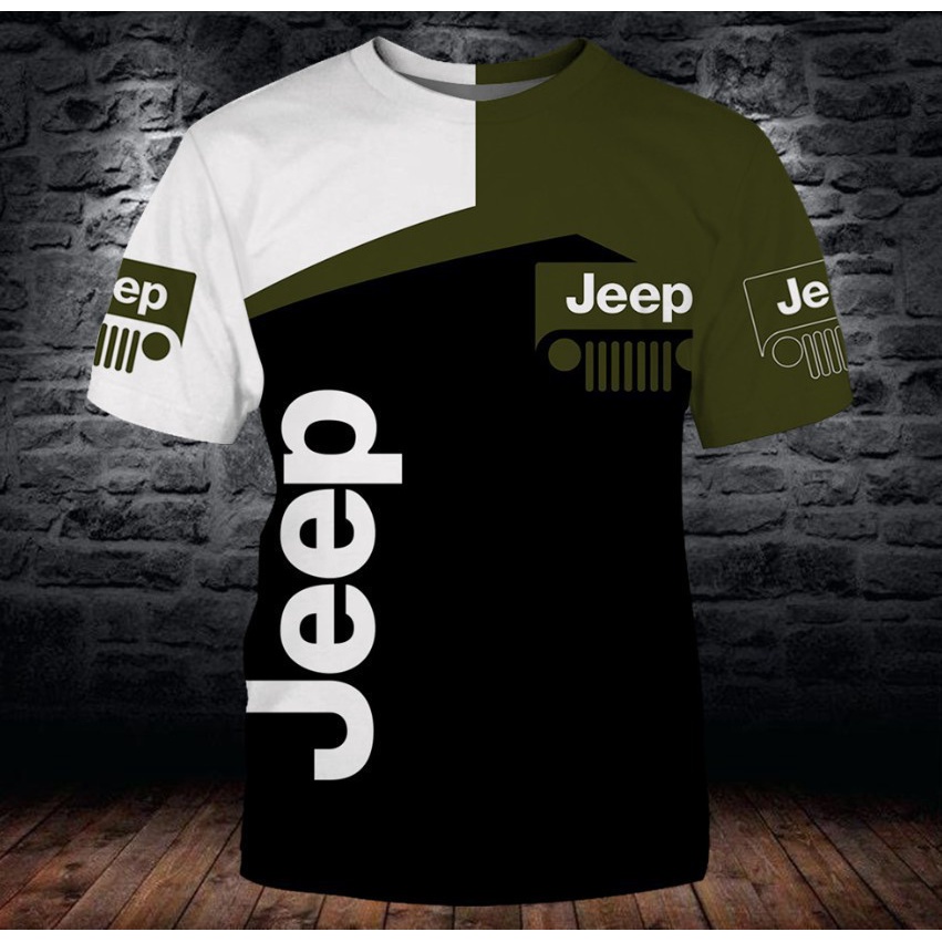 Áo Thun Nam Ngắn Tay In Logo Xe jeep 3D Phong Cách Mới