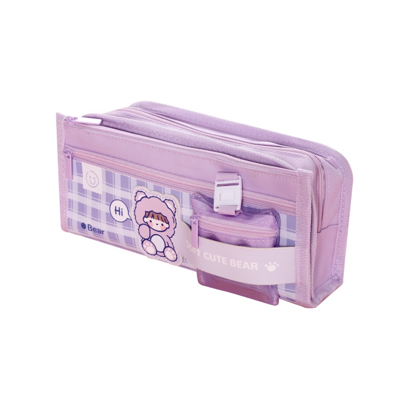 Túi Đựng Bút Hai Lớp Sức Chứa Lớn Họa Tiết Hoạt Hình Dễ Thương Chống Thấm Nước