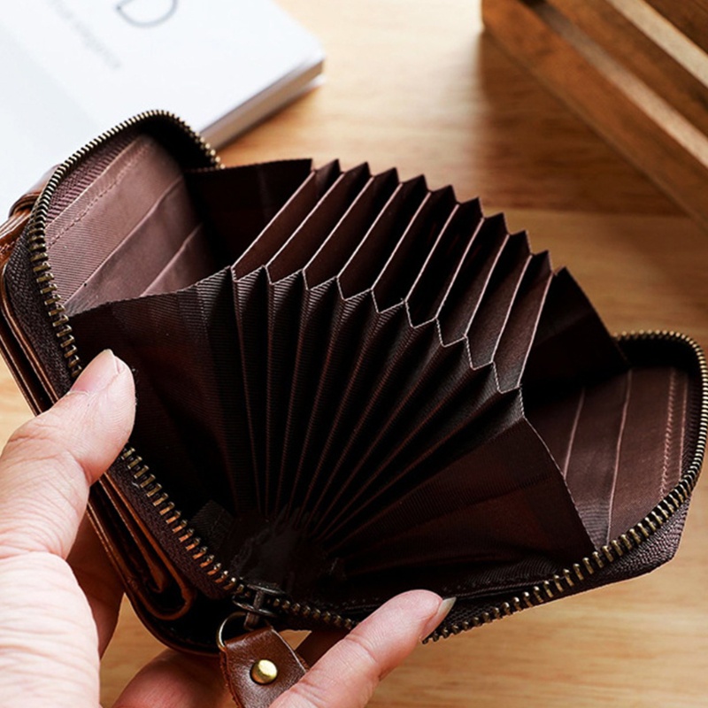 Ví Da Đựng Thẻ Tín Dụng / Danh Thiếp Đa Năng Có Khóa Kéo Cho Nam