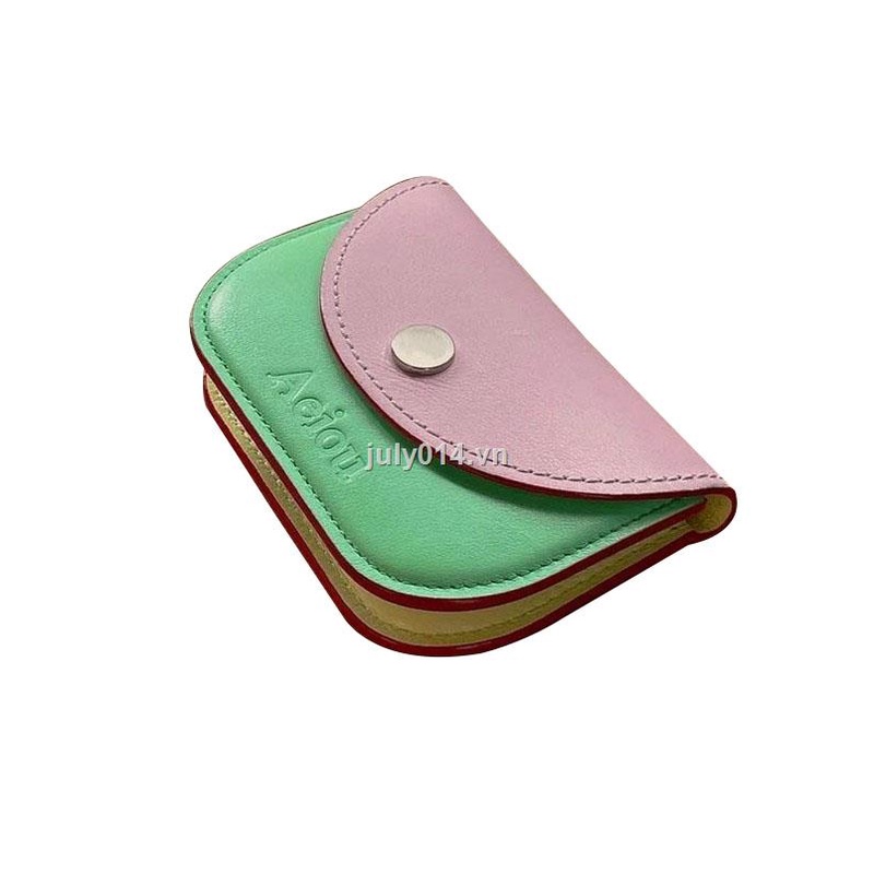 Ví Ngắn Đựng Thẻ Aeiou Cao Cấp Màu Tương Phản Thời Trang Phong Cách Hàn Quốc Cho Nữ