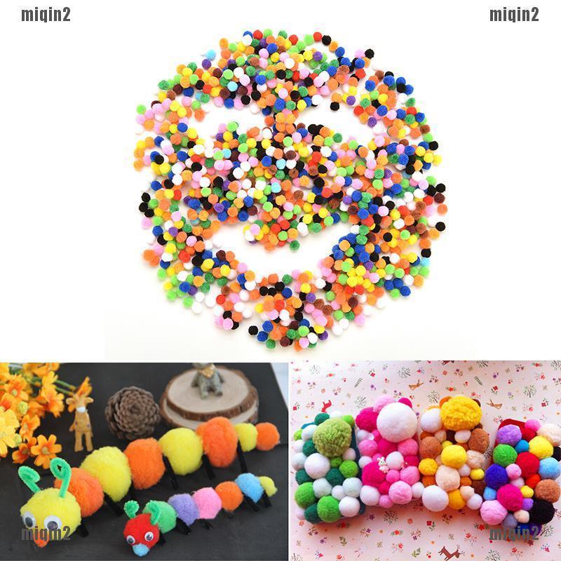Bộ 1000 hạt pom pom 10mm nhiều màu sắc cho bé làm đồ thủ công