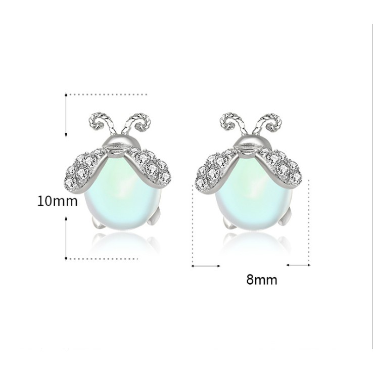 Bông tai đom đóm đá nguyệt quang thạch BTS002