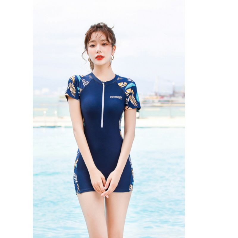 Đồ bơi liền thân nữ size 38-58kg có mút sẵn màu xanh lá, xanh đậm đẹp